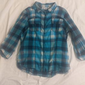 ⭐ St. John's Bay size L blue & black button down